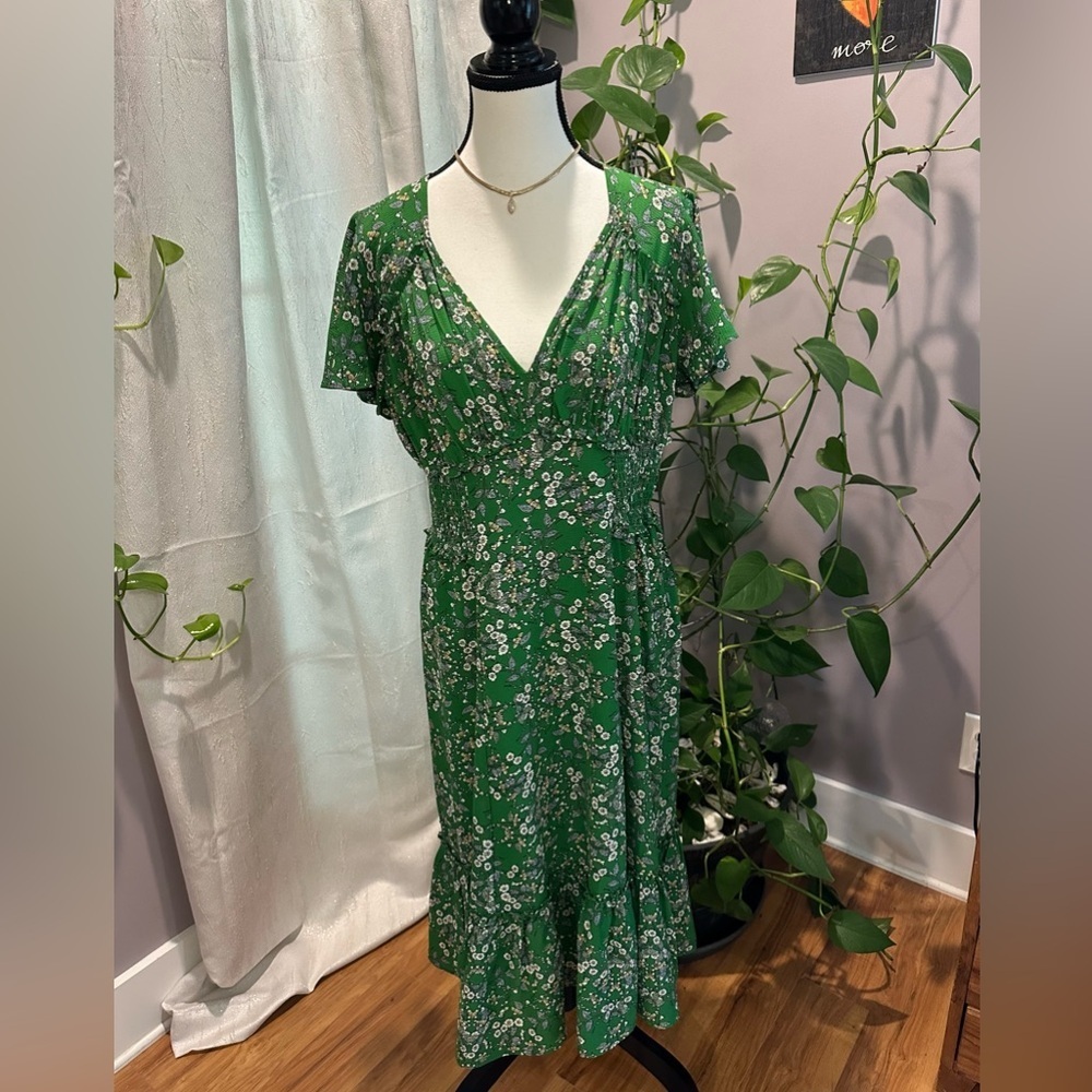Max Edition Green Floral Midi Dress